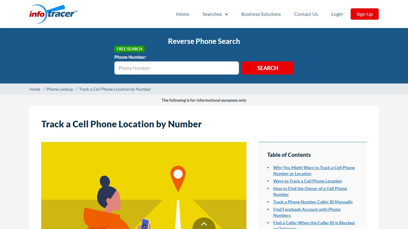 Tool to Track a Cell Phone Location by Number - InfoTracer